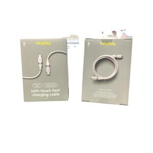 Heyday White Clay 6' USB-C to USB-C Fast Charging Silicone Cable  PACK 2
